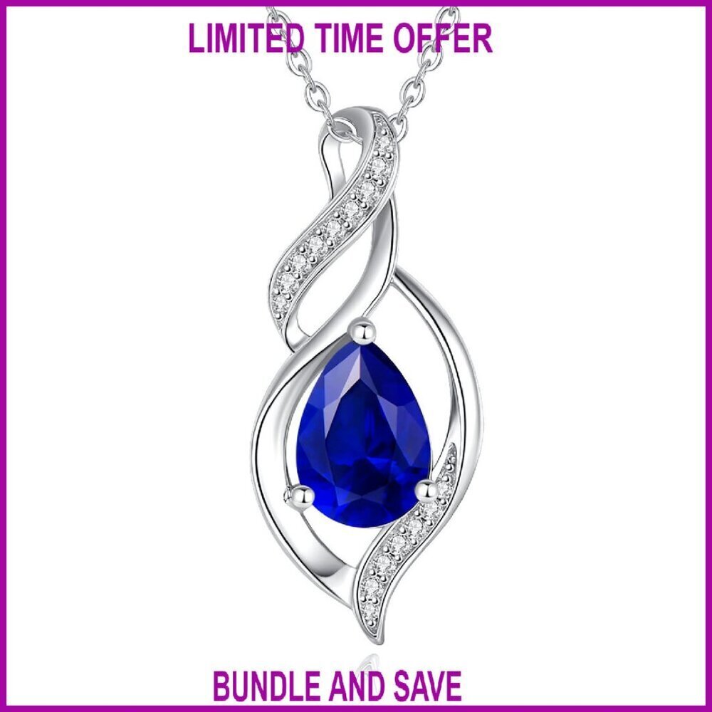Sterling Silver Teardrop Pendant Necklace 16+2 Inch Infinity Love Gift
